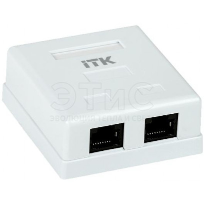 Розетка компьютерная накладная  RJ45 кат. 5е UTP 2-порта белая